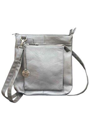 Travelon Metallic Silver Crossbody with Front Zip Pocket NWOT